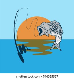 Fishing Logo emblem with Background