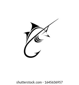 Fishing Logo, Fish And Hook Template