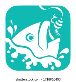 Fishing Logo, Fish And Hook Logo Template, Flat Logo Style