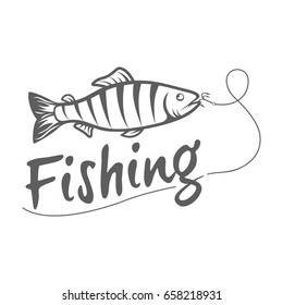 fishing logo isolated on a dark background