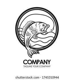 fishing logo isolated on white vector illustration.