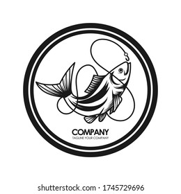 logotipo de pesca aislado en ilustración vectorial blanca.