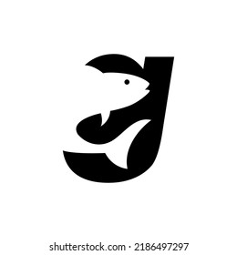 Fishing logo. Letter g with fish logo design