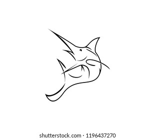 fishing logo minimal outline monogram