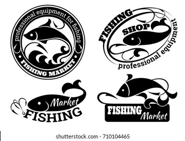 Fishing logo set. Vector illustration.