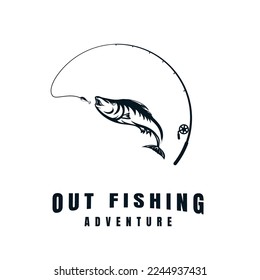 Fishing logo silhouette design template vector illustration