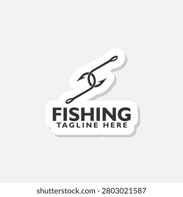 Fishing logo sticker isolated on gray background