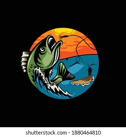 Fishing logo Symbol emblem Badge  And Design Element Stock Illustration