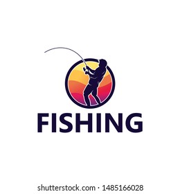 Fishing Logo Template Design Vector, Emblem, Design Concept, Creative Symbol, Icon