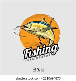 FISHING LOGO TEMPLATE WITH A GRAY BACKGROUND