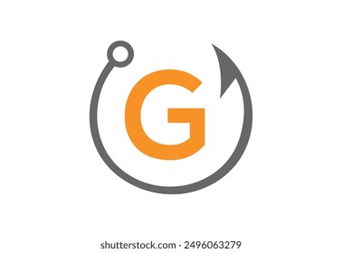 Fishing logo template, Fishing Logo Icon, unique fishing-related logo. simple. memorable. vector.with latter G