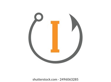Fishing logo template, Fishing Logo Icon, unique fishing-related logo. simple. memorable. vector.with latter I