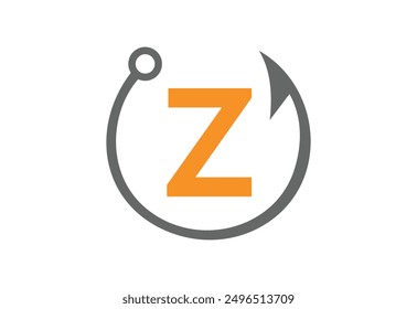 Fishing logo template, Fishing Logo Icon, unique fishing-related logo. simple. memorable. vector.with latter Z