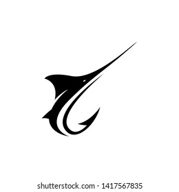 Fishing Logo Template: Marlin Fish With A Hook