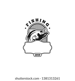 Fishing logo template. Vintage fishing logo template vector. Fishing logo concept