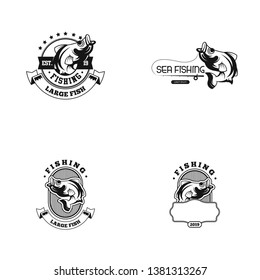 Fishing logo template. Vintage fishing logo template vector. Fishing logo concept