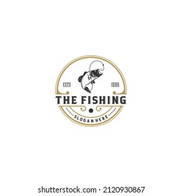 the fishing logo template in white background