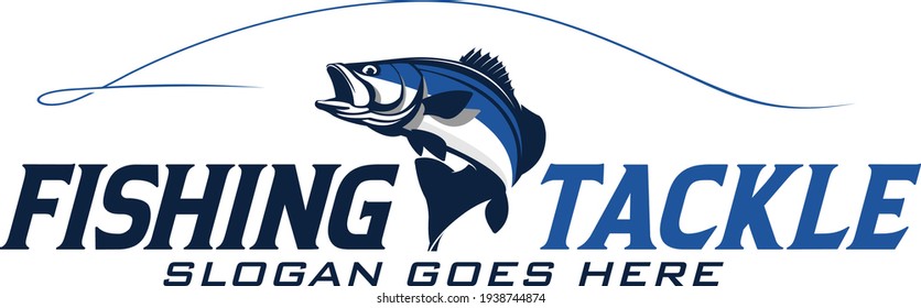Fishing Logo. Unique and Fresh Stripped bass Fish Jumping out of the water. Great to use as your Stripped bass fishing activity. 