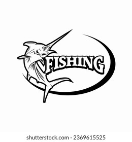 Plantilla de diseño de vectores con logotipo de pesca, Logotipo de silueta vectorial de pescado