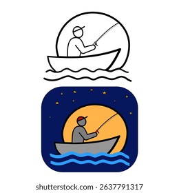 Fishing logo vector featuring fish, hook, and water elements. Perfect for fishing clubs, outdoor brands, sport fishing, seafood businesses, and adventure gear identity.