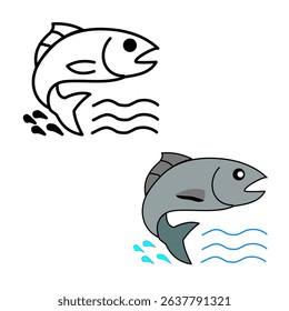 Fishing logo vector featuring fish, hook, and water elements. Perfect for fishing clubs, outdoor brands, sport fishing, seafood businesses, and adventure gear identity.