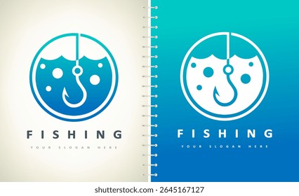 Fishing logo vector. Fish and rod design. Shop everything for fishing. Fishing gear	