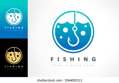 Fishing logo vector. Fishing hook design. Shop everything for fishing. Fishing gear.