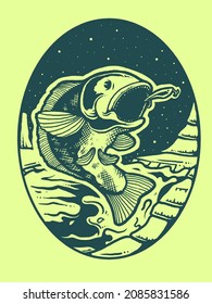 ilustración de la huella vectorial del logotipo de pesca