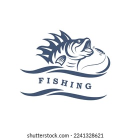 fishing logo vector with slogan template