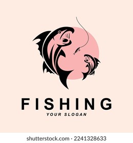 fishing logo vector with slogan template