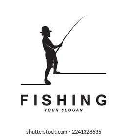 fishing logo vector with slogan template