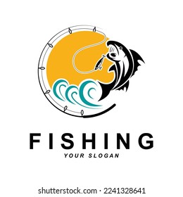 fishing logo vector with slogan template