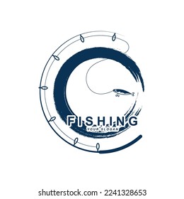 fishing logo vector with slogan template