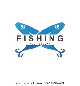 fishing logo vector with slogan template