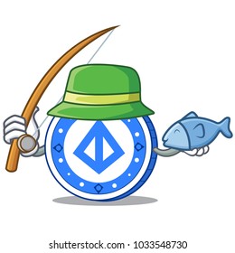 Fishing loopring coin mascot cartoon