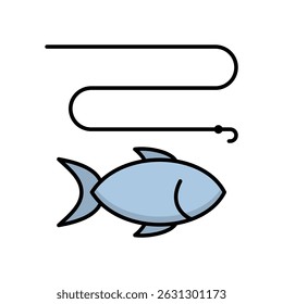 Fishing Lure, Fish Hook Icon. Perfect for outdoor sports, angling, seafood, and hobby designs. Editable vector.