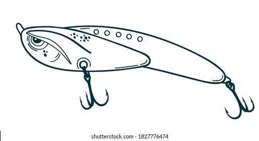 Fishing lure. Hand drawn vector stock illustration. 
