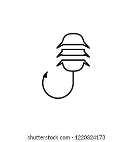 Fishing lure, hook bait icon. Element of diving, fishing and hunting for mobile concept and web apps. Line icon for website design and development app development. Premium icon on white background