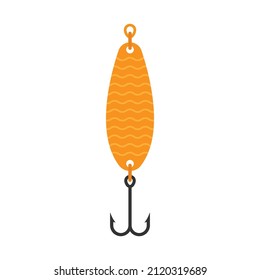 Fishing lure with a hook icon. Color silhouette. Front side view. Vector simple flat graphic illustration. Isolated object on a white background. Isolate.