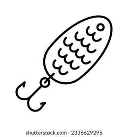 Fishing lure icon. Barbed fish hook. Fishing tackle. Vector Illustration