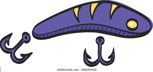 Fishing lure icon in color drawing. Sport water sea lake river attracts recreation