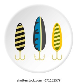 Fishing lure icon in flat circle isolated vector illustration for web
