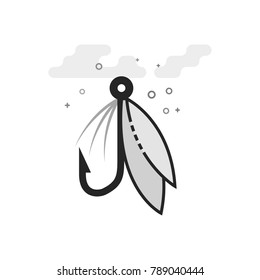 Fishing lure icon in flat outlined grayscale style. Vector illustration.