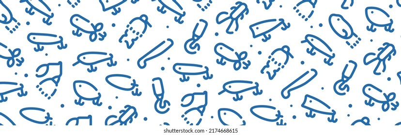 Fishing Lure Icon Pattern Background Wide Banner