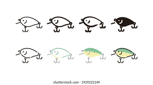 Fishing lure Icon Set (8 different style vector icon set)