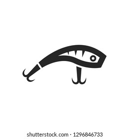 Fishing lure icon in thick outline style. Black and white monochrome vector illustration.