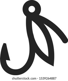 Fishing lure icon in thick outline style. Black and white monochrome vector illustration