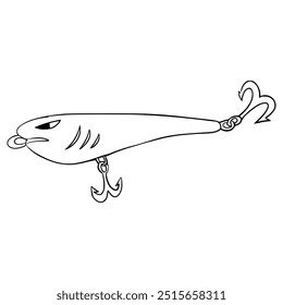 fishing lure illustration hand drawn outline vector