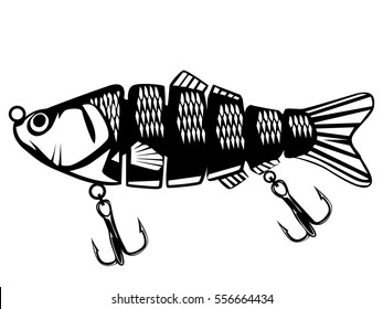 Fishing lure isolated on white vector illustration. Need only rod for you design