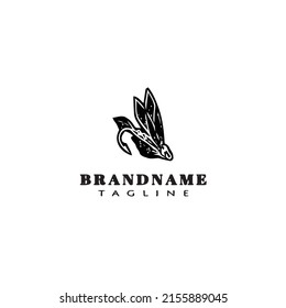 fishing lure logo cartoon design template icon black modern isolated vector